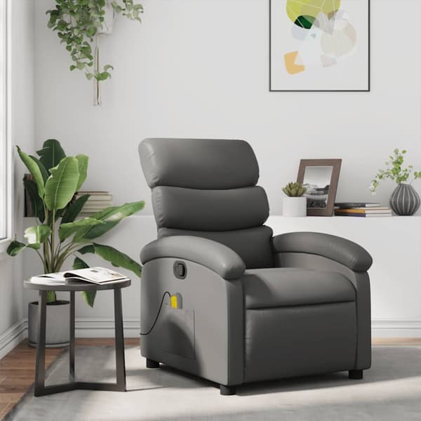 Massagefåtölj grå konstläder