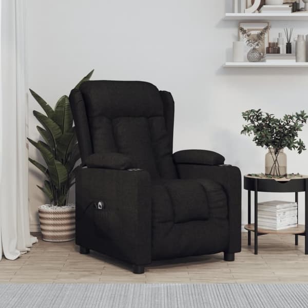 Elektrisk reclinerfåtölj svart tyg
