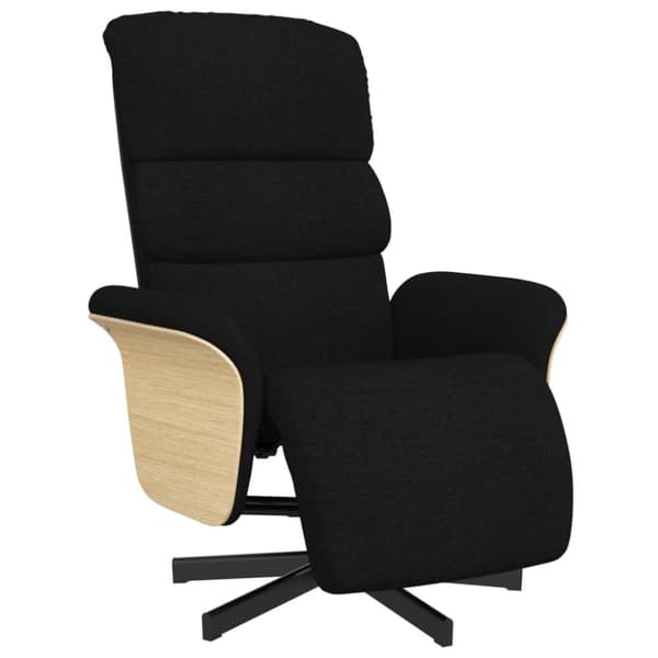 Reclinerfåtölj med fotstöd svart tyg