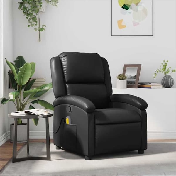 Massagefåtölj svart konstläder