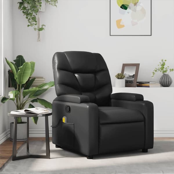 Massagefåtölj svart konstläder