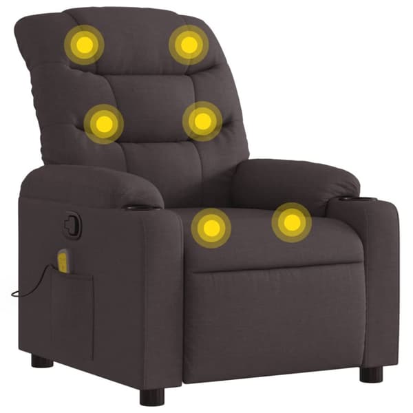 Massagefåtölj mörkbrun tyg