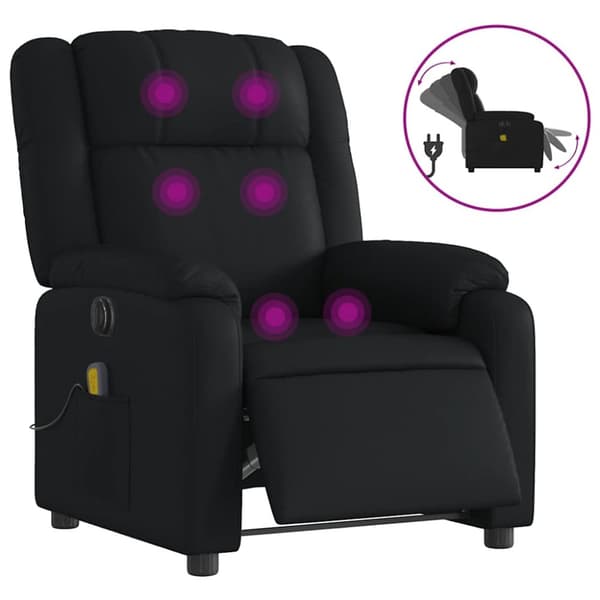 Elektrisk massagefåtölj svart konstläder
