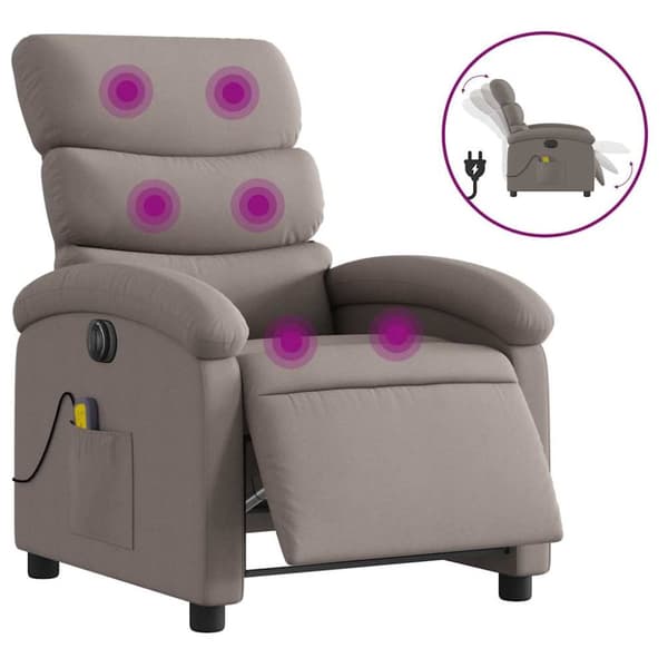 Elektrisk massagefåtölj taupe tyg