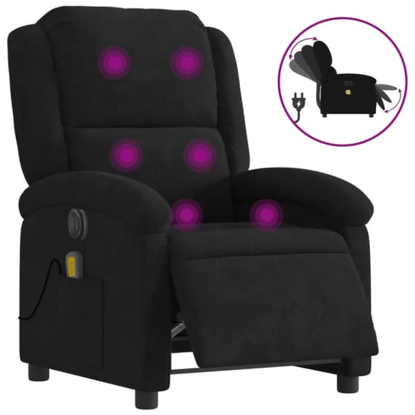 Elektrisk massagefåtölj svart sammet