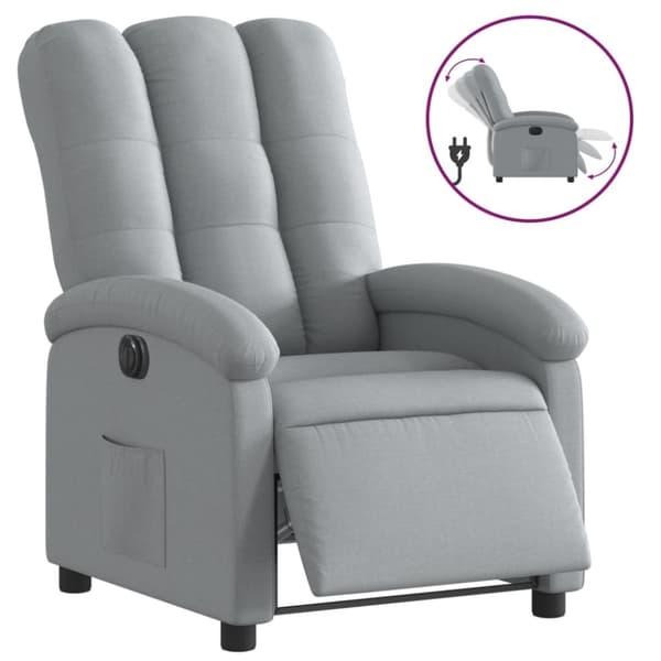 Elektrisk reclinerfåtölj ljusgrå tyg
