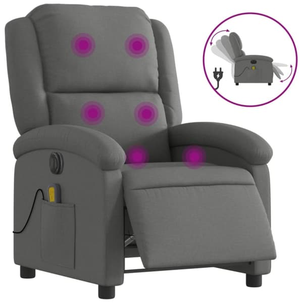 Elektrisk massagefåtölj mörkgrå tyg