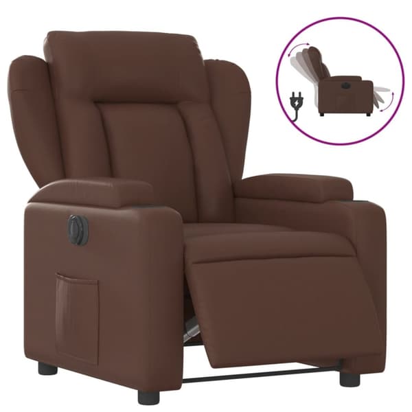 Elektronisk reclinerfåtölj brun konstläder