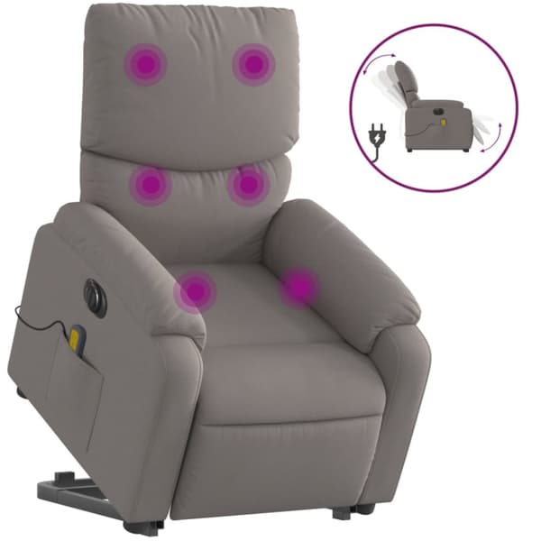 Elektrisk massagefåtölj med uppresningshjälp taupe tyg