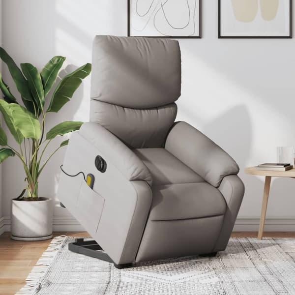 Elektrisk massagefåtölj med uppresningshjälp taupe tyg
