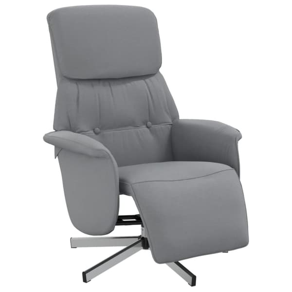 Reclinerfåtölj med fotstöd ljusgrå tyg