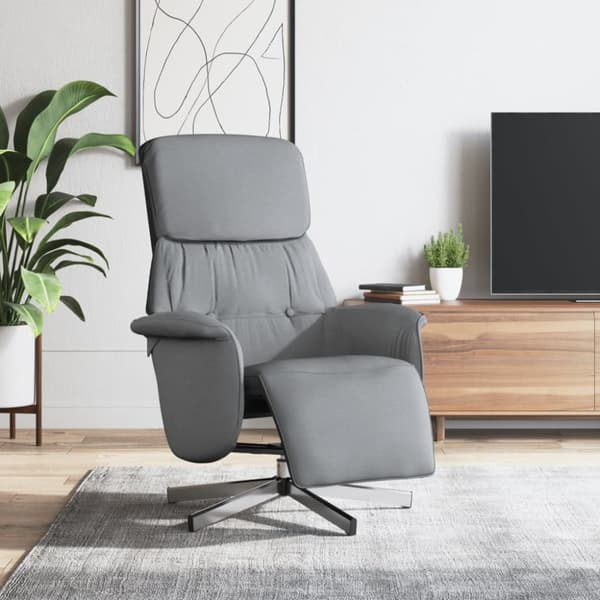 Reclinerfåtölj med fotstöd ljusgrå tyg