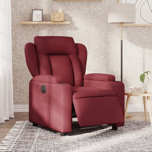 Elektrisk reclinerfåtölj vinröd tyg