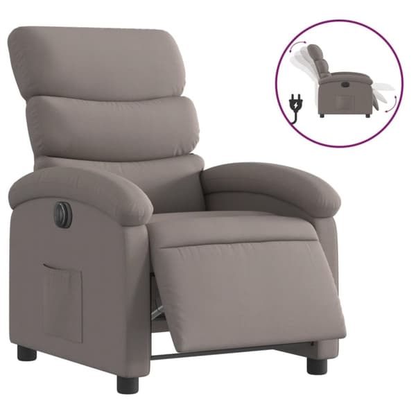 Elektrisk reclinerfåtölj taupe tyg