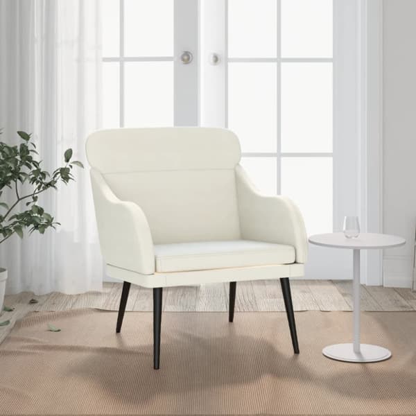 Fåtölj gräddvit 63x76x80 cm sammet