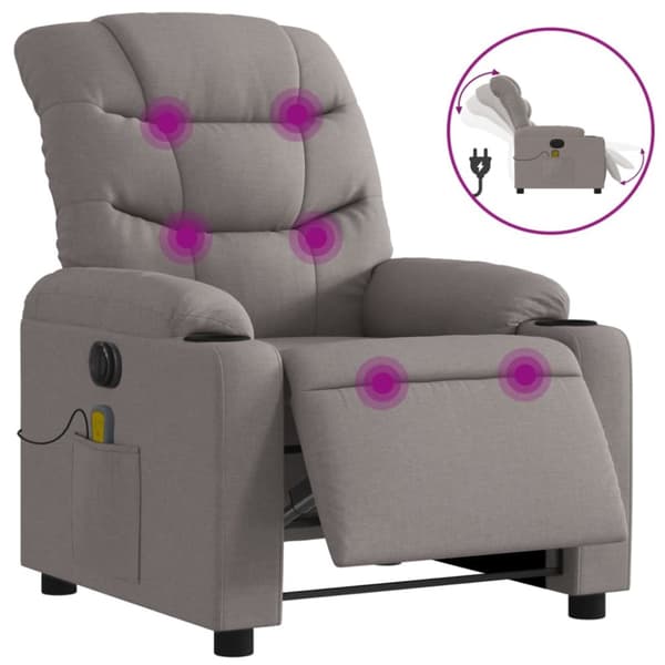 Elektrisk massagefåtölj taupe tyg