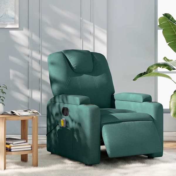 Elektrisk massagefåtölj mörkgrön tyg