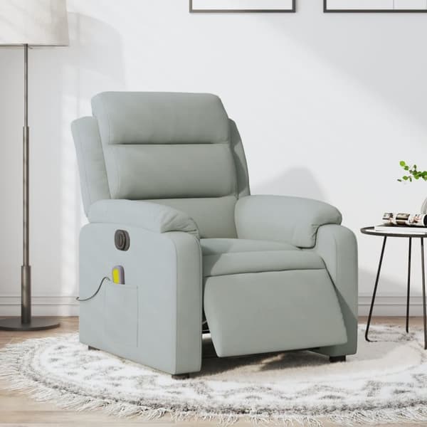 Elektrisk massagefåtölj ljusgrå sammet