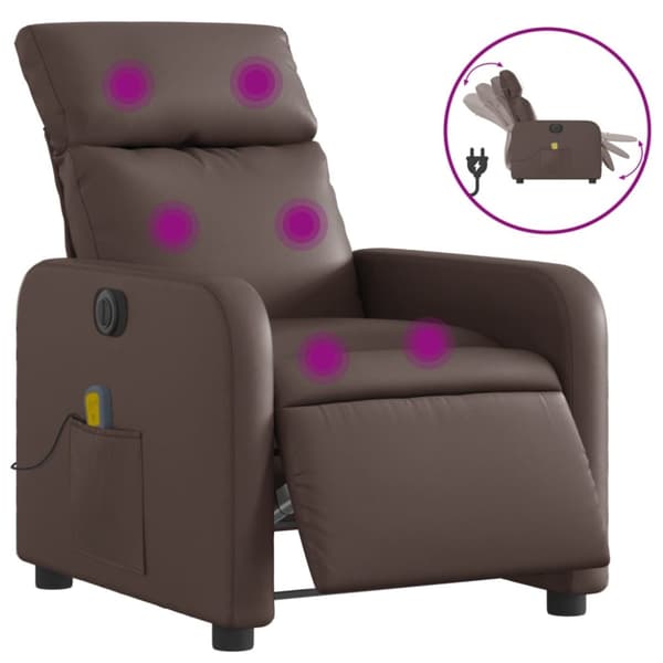 Elektrisk massagefåtölj brun konstläder