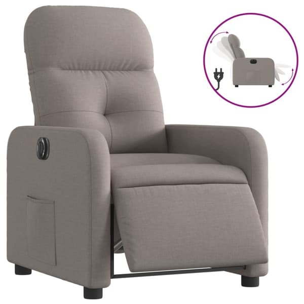 Elektrisk reclinerfåtölj taupe tyg