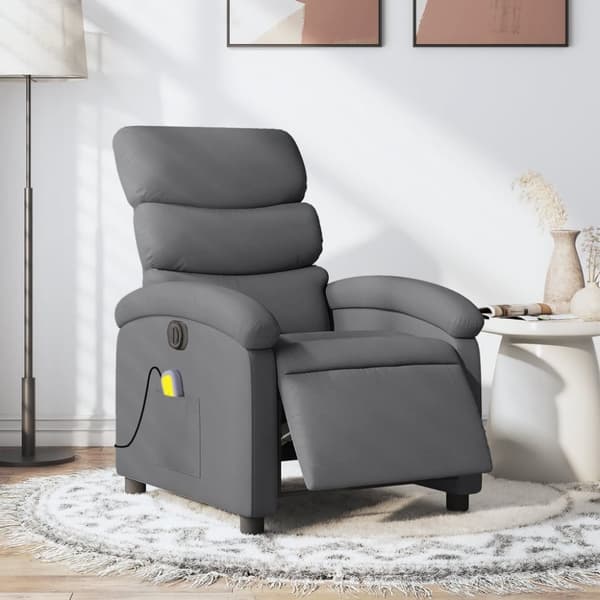 Elektrisk massagefåtölj mörkgrå tyg