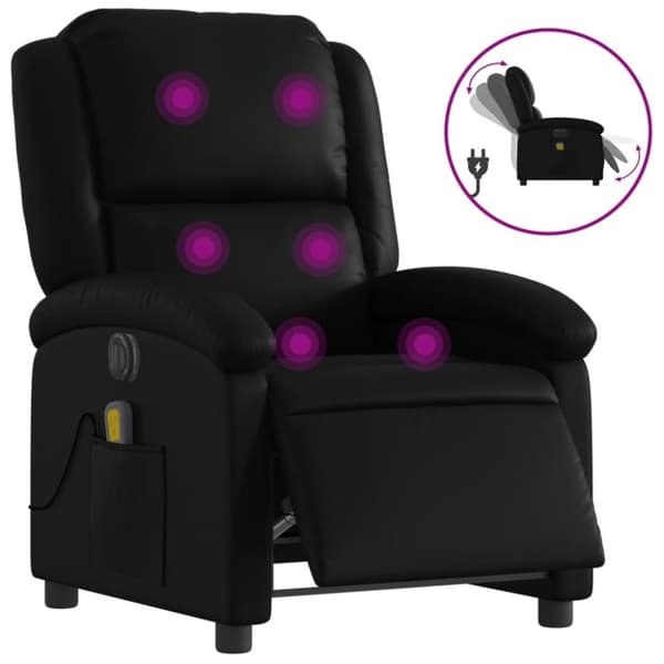 Elektrisk massagefåtölj svart konstläder