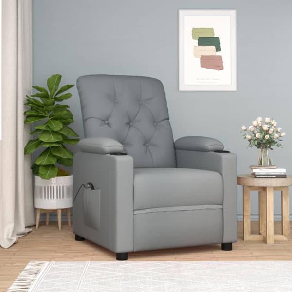 Elektrisk reclinerfåtölj ljusgrå tyg