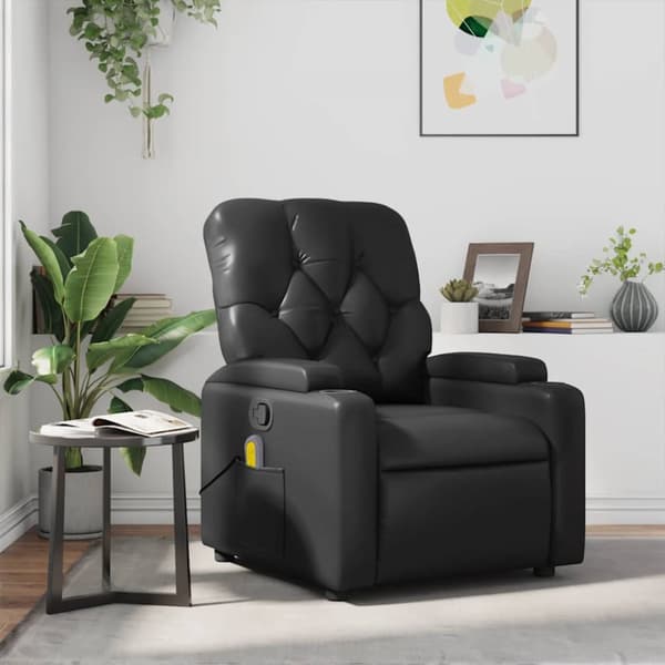Massagefåtölj svart konstläder