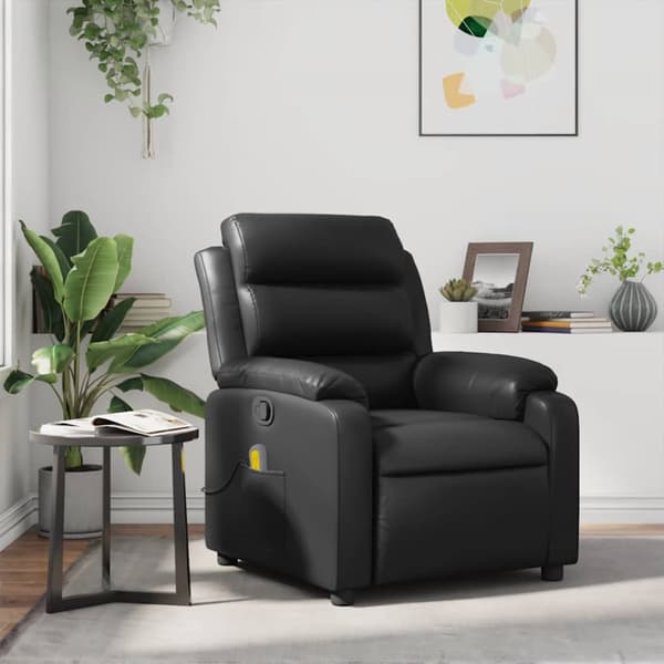 Massagefåtölj svart konstläder
