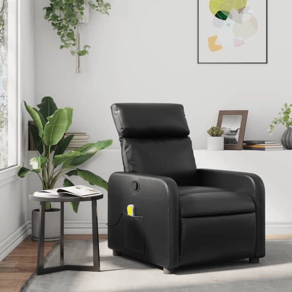 Massagefåtölj svart konstläder