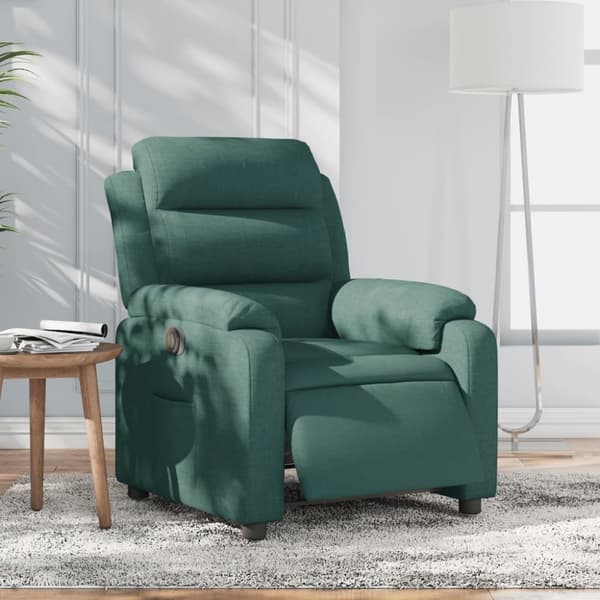 Elektrisk reclinerfåtölj mörkgrön tyg