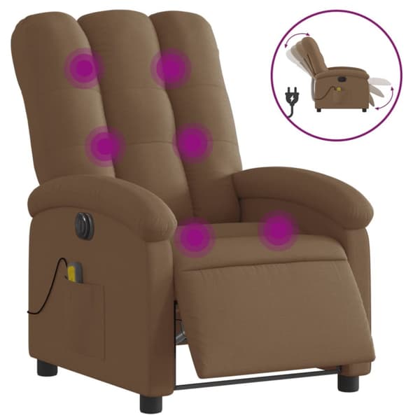Elektrisk massagefåtölj brun tyg
