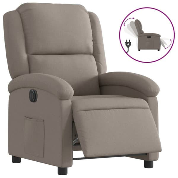 Elektrisk reclinerfåtölj taupe tyg