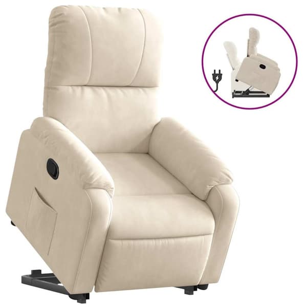 Reclinerfåtölj med uppresningshjälp beige mikrofibertyg