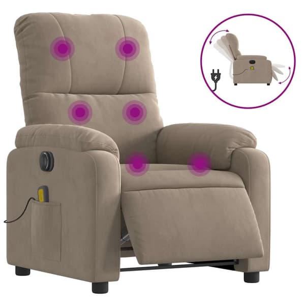 Elektrisk massagefåtölj taupe mikrofibertyg