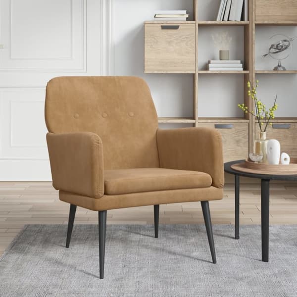 Fåtölj brun 62x79x79 cm sammet