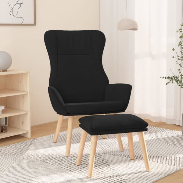 Vilstol med fotpall svart Tyg