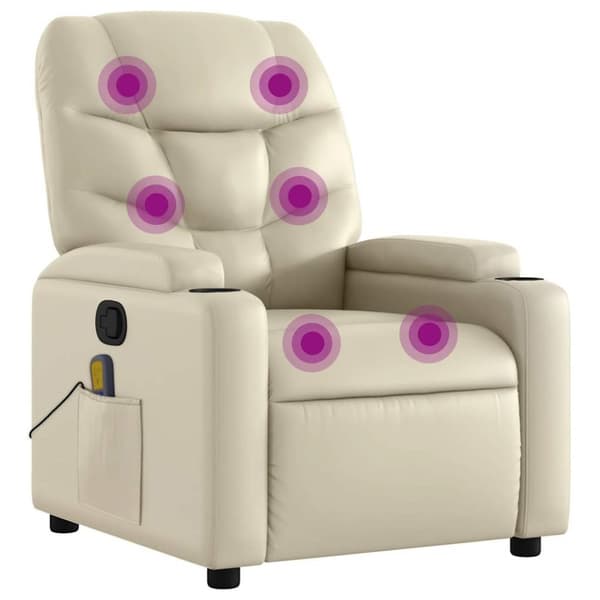 Massagefåtölj gräddvit konstläder