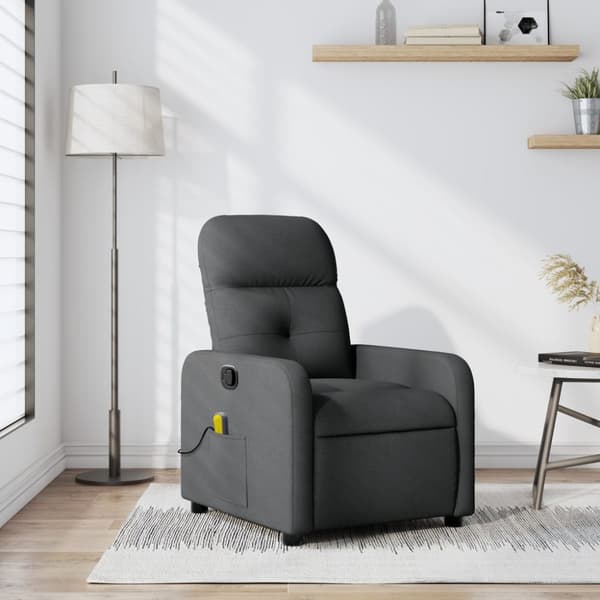 Massagefåtölj mörkgrå tyg