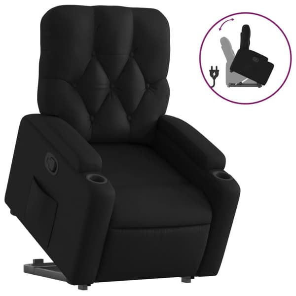 Reclinerfåtölj med uppresningshjälp svart konstläder