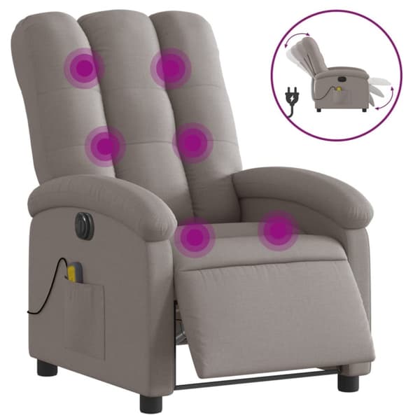 Elektrisk massagefåtölj taupe tyg