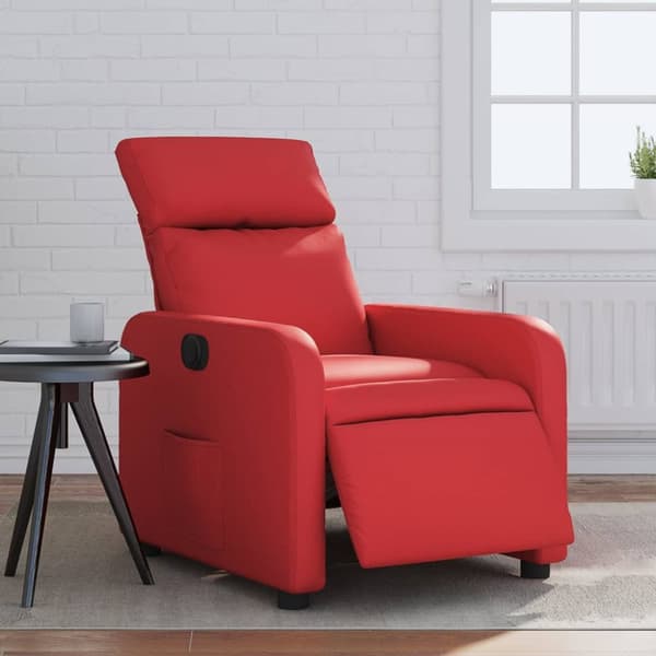 Elektrisk reclinerfåtölj röd konstläder