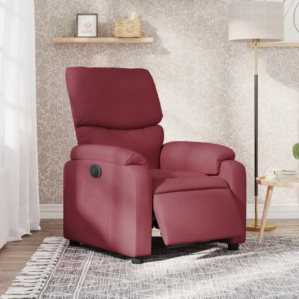 Elektrisk reclinerfåtölj vinröd tyg