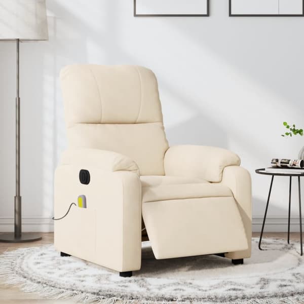 Elektrisk massagefåtölj beige mikrofibertyg