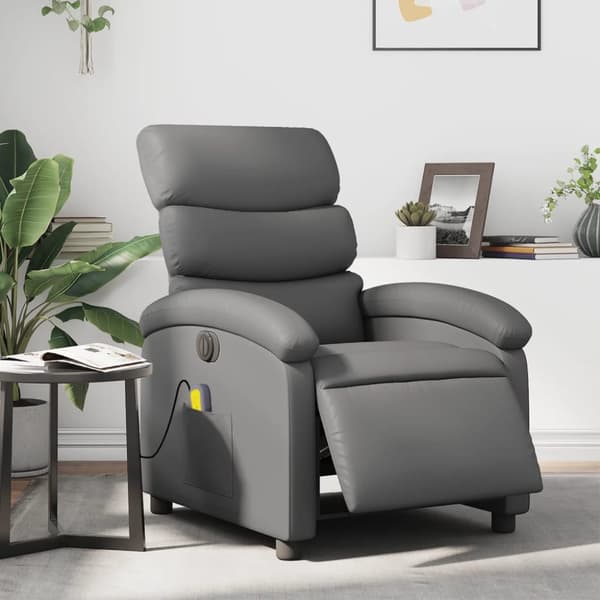 Elektrisk massagefåtölj grå konstläder