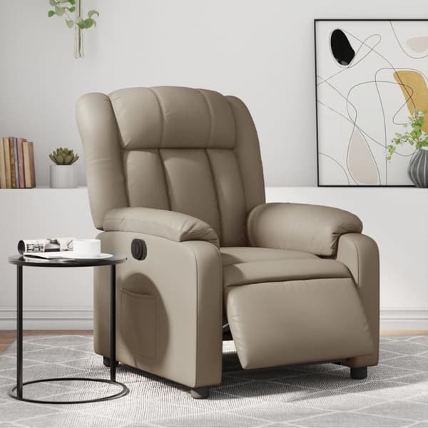 Elektrisk reclinerfåtölj cappuccino konstläder