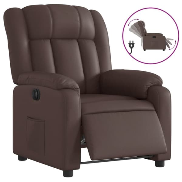 Elektronisk reclinerfåtölj brun konstläder