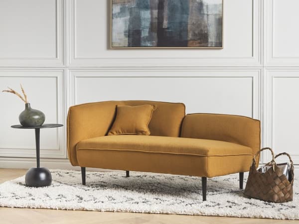 Sjeselong Sennepsgul Bouclé Metallben Venstrevendt Ekstra pute Moderne design