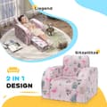 Miniatyrbillede 4 af 10: Rootz Kids Flamingo Lænestol - Børnesofa - Transformerende sæde - Sammenklappelig seng - Hyggeligt betræk - Bærbart design - 46,5 cm x 93 cm x 28,5 cm
