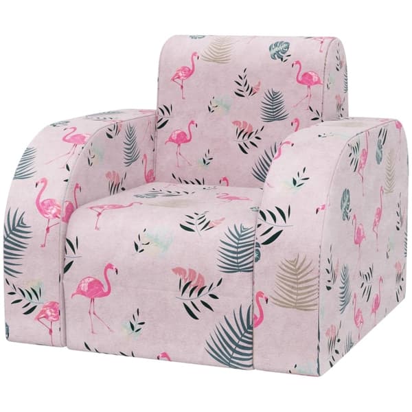 Rootz Kids Flamingo Lænestol - Børnesofa - Transformerende sæde - Sammenklappelig seng - Hyggeligt betræk - Bærbart design - 46,5 cm x 93 cm x 28,5 cm